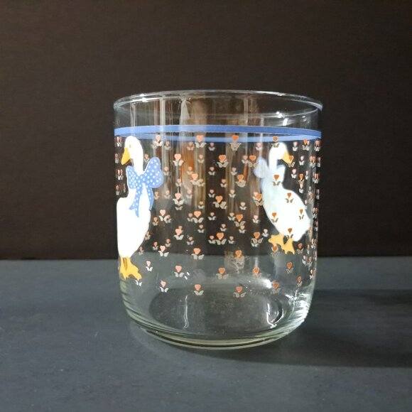 Libbey Country Goose Glass Tumbler 1980s Blue Bow Tulips 3 3/8" Vintage USA - Picture 6 of 14